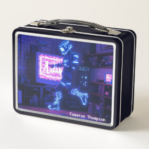 Retro 90er 80er Vintag Robot Art Tin Lunch Box
