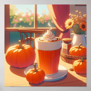 Retro 90er Anime Pumpkin Spice Latte Poster
