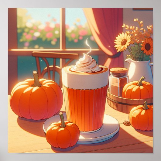 Retro 90er Anime Pumpkin Spice Latte Poster (Vorne)
