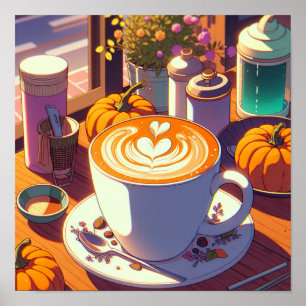Retro 90er Anime Pumpkin Spice Latte Poster