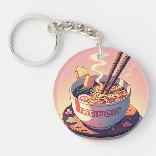 Retro 90er Anime Ramen Noodle ästhetische Kunst Schlüsselanhänger (Vorderseite)