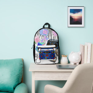 Retro-90er-Boombox-Kassette-Ästhetik-Aufkleber Bedruckter Rucksack
