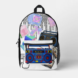 Retro-90er-Boombox-Kassette-Ästhetik-Aufkleber Bedruckter Rucksack