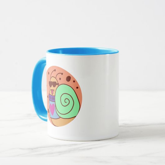 Retro 90er Coole Cartoon Schnecke in Sweater Tasse (Vorderseite Links)