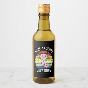 Retro 90er du Axolotl Fragen Vintager Sonnenunterg Weinetikett