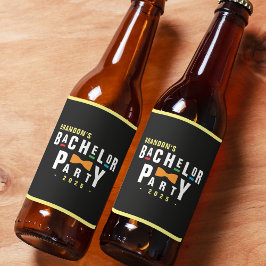 Retro 90er farbenfrohe Bowtie Bachelor Party Black Bierflaschenetikett