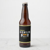 Retro 90er farbenfrohe Bowtie Bachelor Party Black Bierflaschenetikett (Vorderseite)