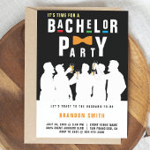 Retro 90er farbenfrohe Bowtie Bachelor Party Black Einladung