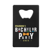 Retro 90er farbenfrohe Bowtie Bachelor Party Black Geldbeutel Flaschenöffner (Vorderseite)