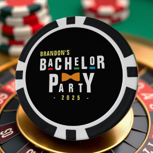 Retro 90er farbenfrohe Bowtie Bachelor Party Black Pokerchips