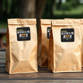 Retro 90er farbenfrohe Bowtie Bachelor Party Black Quadratischer Aufkleber