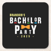 Retro 90er farbenfrohe Bowtie Bachelor Party Black Rechteckiger Pappuntersetzer (Vorderseite)