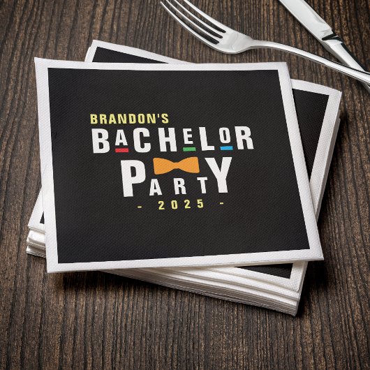 Retro 90er farbenfrohe Bowtie Bachelor Party Black Serviette