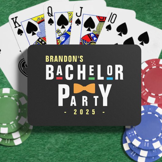 Retro 90er farbenfrohe Bowtie Bachelor Party Black Spielkarten