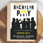 Retro 90er farbenfrohe Bowtie Bachelor Party Einladung