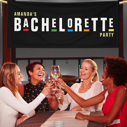 Retro 90er farbiger Junggeselinnen-Abschied Schwar Banner