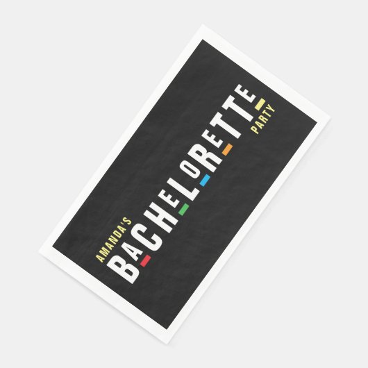 Retro 90er farbiger Junggeselinnen-Abschied Schwar Serviette (Ecke)