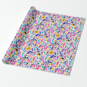 Retro-90er-Fliesenmuster-Party Geschenkpapier (Ungerollt)