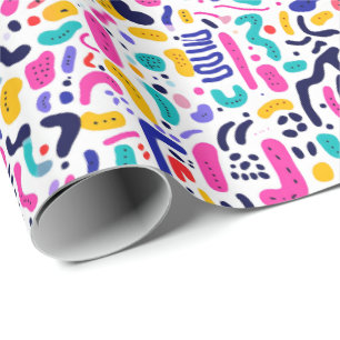 Retro-90er-Fliesenmuster-Party Geschenkpapier