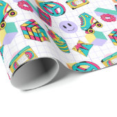 Retro 90er Funky Neon Glow Cassette Tape Geburtsta Geschenkpapier (Rolleneckpunkt)