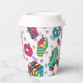 Retro 90er Funky Neon Glow Cassette Tape Geburtsta Pappbecher (Rückseite)