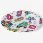 Retro 90er Funky Neon Glow Geburtstag Pappteller (Schrägansicht)