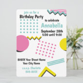 Retro 90er Geburtstag Nostalgie Memphis Muster Einladung (Stehend Vorderseite)