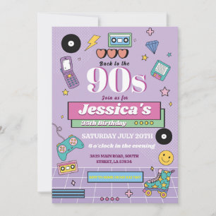 Retro 90er Geburtstagsfrauen Party der 90er Jahre Einladung