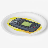 Retro-90er-Handheld-Spielekonsole Gamer Pappteller (Schrägansicht)