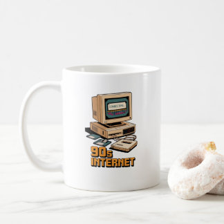 Retro 90er Internet Vintage Computer Illustration Kaffeetasse