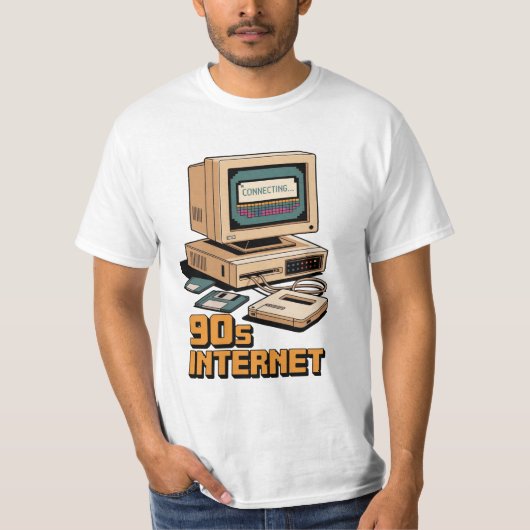 Retro 90er Internet Vintage Computer Illustration T-Shirt (Vorderseite)