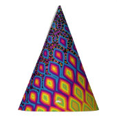 Retro 90er-Jahre Abstraktes Neon Color-Muster Partyhütchen (Links)
