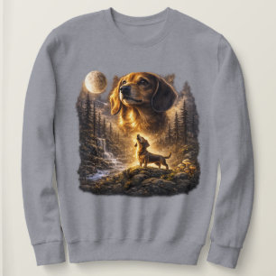 Retro 90er Jahre Dachshund heult den Mond an Wiene Sweatshirt