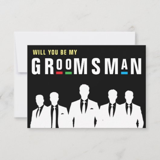 Retro 90er-Jahre farbige Männer in Anzügen Trauzeu (Vorderseite)