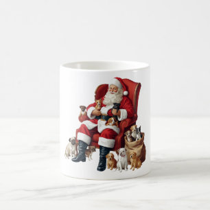 Retro 90er Jahre Santa Claus mit Hunden kombiniert Kaffeetasse