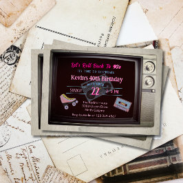 Retro 90er Jahre Thema Altes Fernsehen Geburtstag Einladung
