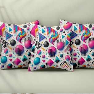 Retro 90er Memphis Geometrischer Neon Fester Wurf  Kissen