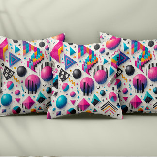 Retro 90er Memphis Geometrischer Neon Fester Wurf  Kissen