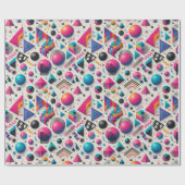 Retro 90er Memphis geometrisches Neon-Geschenkpapi Geschenkpapier (Flach)