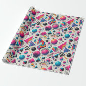 Retro 90er Memphis geometrisches Neon-Geschenkpapi Geschenkpapier (Ungerollt)