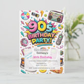 Retro 90er Modern 30. Geburtstag Einladung (Stehend Vorderseite)