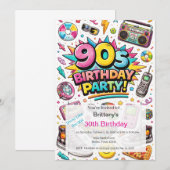 Retro 90er Modern 30. Geburtstag Einladung (Vorne/Hinten)