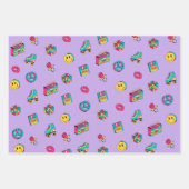 Retro 90er Muster lila rosa aquamarines Party Geschenkpapier Set (Vorderseite 3)