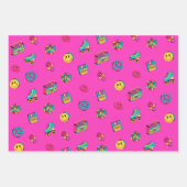 Retro 90er Muster lila rosa aquamarines Party Geschenkpapier Set (Vorderseite)