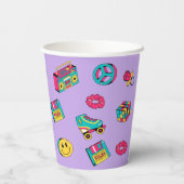 Retro 90er Muster lila rosa aquamarines Party Pappbecher (Rückseite)