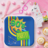 Retro 90er Party Bright Blue Nostalgie Geburtstag Pappteller (Party)