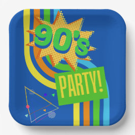 Retro 90er Party Bright Blue Nostalgie Geburtstag Pappteller