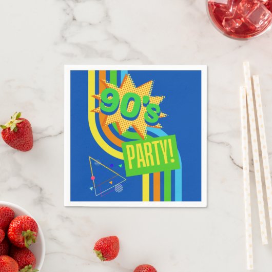 Retro 90er Party Bright Blue Nostalgie Geburtstag Serviette (Beispiel)