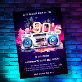 Retro 90er Party Geburtstagseinladung Einladung