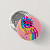 Retro 90er Party Rosa Nostalgischer Geburtstag Button (Vorne & Hinten)